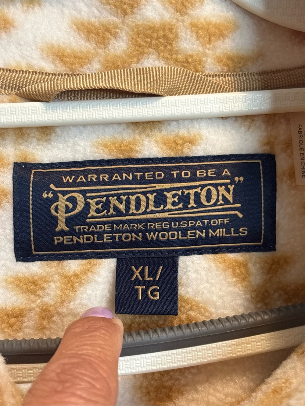Pendleton Cream & Tan Geometric Teddy Fleece Jacket - Picture 2 of 11
